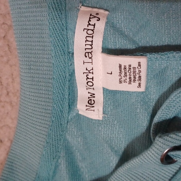 New York Laundry Teal Lace-Up Top - Picture 2 of 11